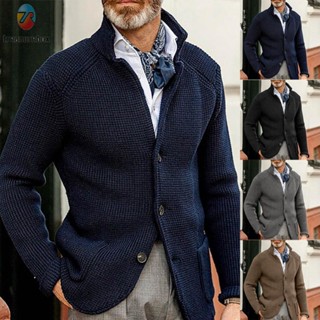 【TRSBX】Stay Comfortable and Stylish in Our Mens Long Sleeve Knitted Cardigan Jacket