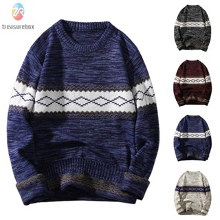 【TRSBX】Mens Simple Knit Crew Neck Long Sleeve Pullover Sweater Thermal Slim Fit Tops
