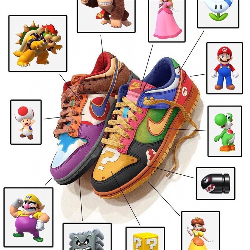 Nk Mario SB Zoom Dunk Low electric toy Video Game Theme Mario รองเท้าบอร์ด ข้อสั้น สําหรับผู้ชาย และผู้หญิง