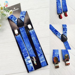 【TRSBX】Women Men Elastic Imitation Denim Print 2.5cm*100cm Adjustable Business