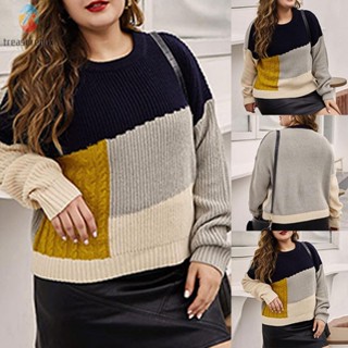 【TRSBX】Womens Female Knit Long Loose Neck Plus Pullover Size Autumn Sweater