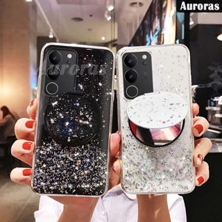 เคสโทรศัพท์มือถือแบบนิ่ม ใส แต่งกลิตเตอร์ดาวบนท้องฟ้า พร้อมกระจก สําหรับ VIVO V29E V29 Pro V29E V29 Pro