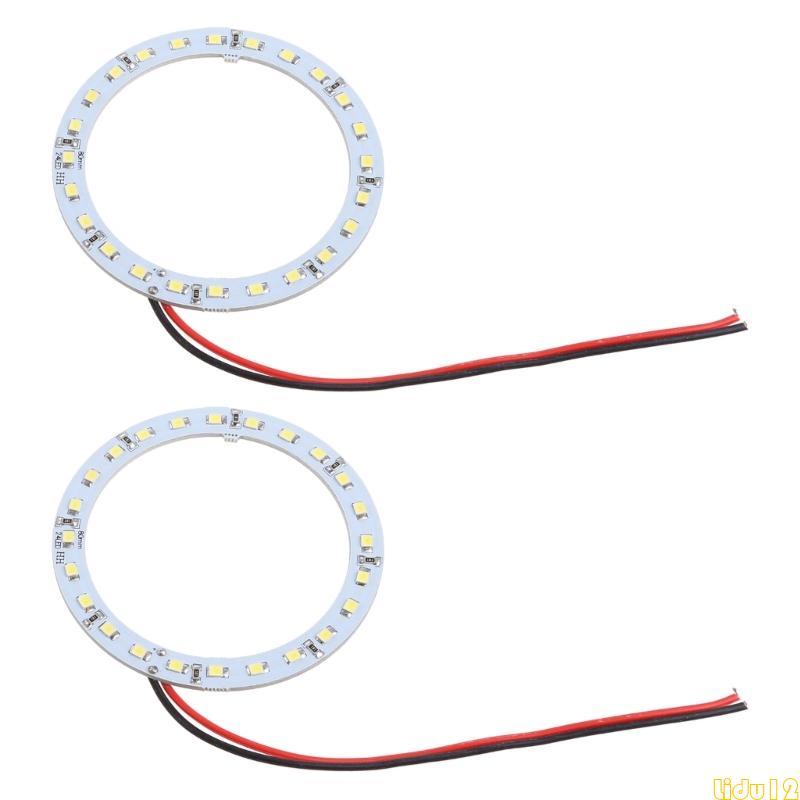 Lidu12 แหวนไฟ LED 12V 24 SMD 80 มม. สีขาวสว่าง สําหรับรถยนต์ 2 ชิ้น