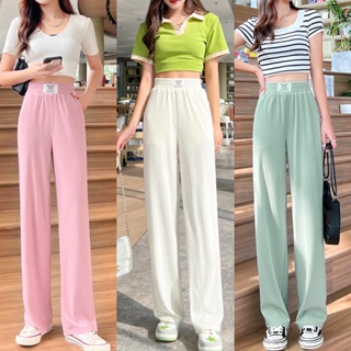 430# narrow wide leg pants Womens Summer Thin Section High Waist Loose Slim All-Match Straight Casual Pants