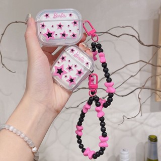 เคสหูฟังบลูทูธ กันกระแทก ลายบาร์บี้ ดาว โบว์ พร้อมพวงกุญแจ สําหรับ AirPods Pro 2 1 2 3 2