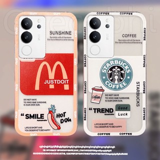 เคสโทรศัพท์มือถือ ซิลิโคนนิ่ม ใส ลายสัญลักษณ์ McDonalds Starbuck สําหรับ Vivo V29 5G 2023 V29 5G