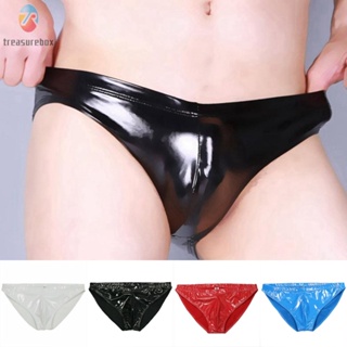 【TRSBX】Breathable and Tight Mens Slink Glossy PU Bikini Briefs Sexy &amp; Fashionable