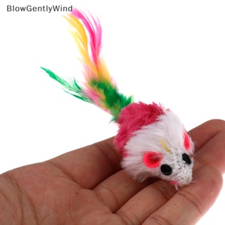 Blowgentlywind ของเล่นตุ๊กตาหนู ขนนก ขนาดเล็ก หลากสี สําหรับสัตว์เลี้ยง แมว