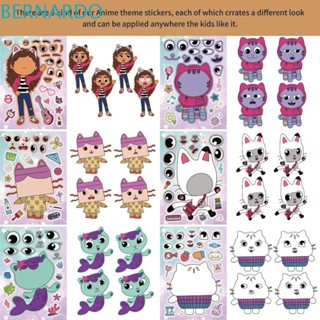 Bernardo สติกเกอร์ตัวต่อ ลายเกม Make A Face Make A Face กันน้ํา DIY สําหรับติดตกแต่งบ้านตุ๊กตา 12 แผ่น