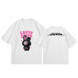 เสื้อยืดแขนสั้นลําลอง คอกลม ผ้าฝ้าย พิมพ์ลาย Kpop BT21 LUCKY COOKY JUNG KOOK SEVEN สําหรับผู้ชาย และผู้หญิง