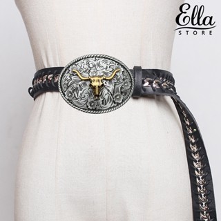 Ellastore123 หัวเข็มขัดสเตนเลส ทรงโค้ง สไตล์วินเทจ สําหรับผู้ชาย