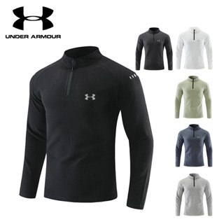 Under Armour เสื้อยืดลําลอง แขนยาว มีซิป ระบายอากาศ เหมาะกับการวิ่ง เล่นกีฬากลางแจ้ง สําหรับผู้ชาย