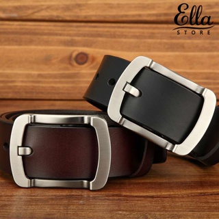 Ellastore123 เข็มขัดคาดเอว หนังเทียม แบบหนา กันแตก ปรับได้ สีพื้น สไตล์วินเทจ สําหรับผู้ชาย