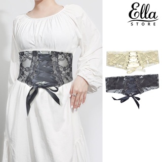 Ellastore123 เข็มขัดซีทรู ปักลายลูกไม้ ปรับได้ สําหรับผู้หญิง