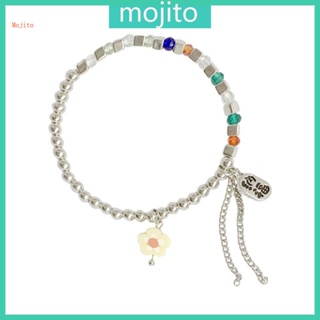 Mojito สร้อยข้อมือลูกปัดคริสตัล แฟชั่น เรียบง่าย ยืดหยุ่น สร้อยข้อมือ ดอกไม้หวาน เสน่ห์ สายรัดข้อมือ ซ้อนกันได้ สร้อยข้อมือ J