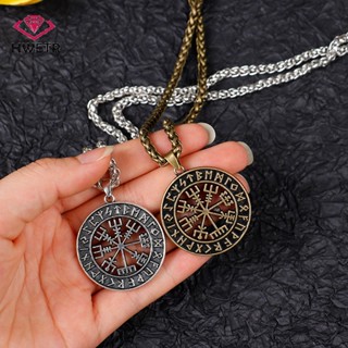 Hwetr สร้อยคอ จี้เข็มทิศ สัญลักษณ์ Norse Viking Norse Pirate Vegvisir