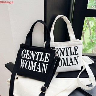 Daiga Gentlewoman กระเป๋าสะพายข้าง ผ้าแคนวาส ใบเล็ก มีซิป พิมพ์ลายตัวอักษร สตรีทแฟชั่น สําหรับผู้หญิง