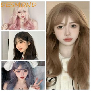 Desmond วิกผมยาว หยิก สังเคราะห์ สีดํา สีชมพู พร้อมหน้าม้า วิกผมหยักศก ทนความร้อน อินเทรนด์ ธรรมชาติ มองไม่เห็นทุกวัน