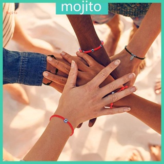 Mojito สร้อยข้อมือเชือกถัก รูปดวงตาปีศาจ Hamsa ปรับได้ สีแดง 8 ชิ้น