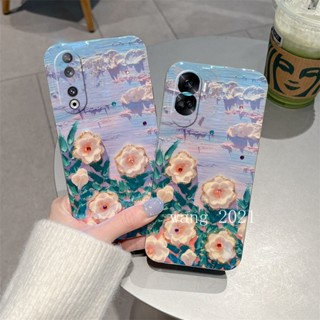 พร้อมส่ง ใหม่ เคสโทรศัพท์มือถือแบบนิ่ม ประดับพลอยเทียม ลายดอกไม้ หรูหรา สําหรับ Honor90 Honor 70 90 Lite 5G 2023