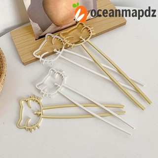 Oceanmapdz ที่ติดผมแมว อารมณ์น่ารัก ผู้หญิง รูปง่าม กลวง ฝ้า ส้อมผม