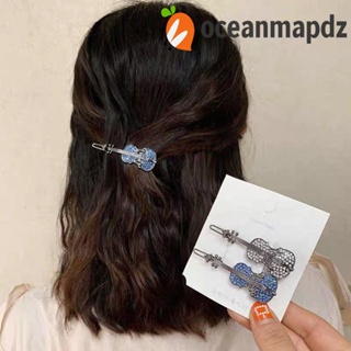 Oceanmapdz กิ๊บติดผมไวโอลิน แฟชั่นหรูหรา หน้าม้า คริสตัล พลอยเทียม ปิ่นปักผม หวานแหวว