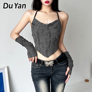 Du Yan ใหม่ เสื้อกล้าม สายคล้องคอ เซ็กซี่ สีพื้น แฟชั่นสําหรับผู้หญิง