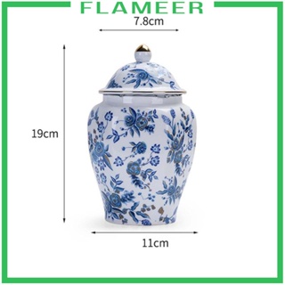 [Flameer] กระปุกเซรามิค ลายขิง สีฟ้า สีขาว พร้อมฝาปิด สไตล์โมเดิร์น สําหรับใส่ขิง