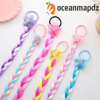 Oceanmapdz ที่คาดผมถักเปีย ที่มีสีสัน, ยางรัดผม ทรายดูด เด็กผู้หญิง หางม้าถัก, การ์ตูนน่ารัก ที่คาดผม เลื่อมดาว สังเคราะห์ วิกผมเด็ก