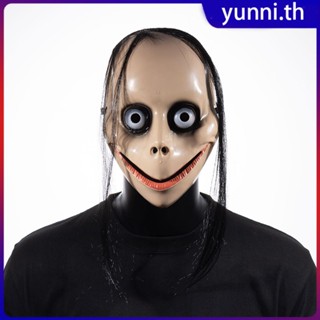 Momo Mask หน้ากากสยองขวัญฮาโลวีน V-รูปปากหน้ากากผมหญิง Ghost Mask Roleplay Momo Mask Yunni