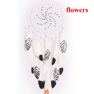 Flowers dreamcatcher - เครื่องรางดักฝัน เส้นผ่าศูนย์กลางแหวน 20 ซม. สีขาว ขนาดใหญ่ เส้นผ่าศูนย์กลางแหวน 20 ซม. แฮนด์เมด