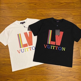 เสื้อยืดแขนสั้น พิมพ์ลาย Louis Vuitto สวมใส่สบาย แฟชั่นสําหรับผู้หญิง