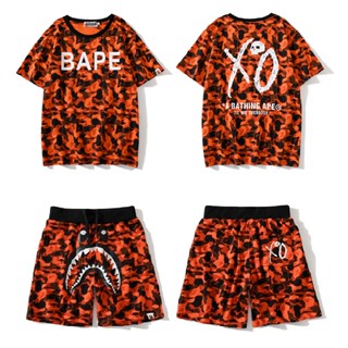 เสื้อยืด ขนาดใหญ่ พิมพ์ลาย BAPE x XO Bordeaux สีแดง สําหรับชายหาด