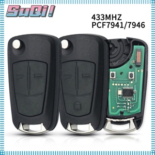 Suqi กุญแจรีโมตรถยนต์ 433MHZ PCF7941 7946 2 3 ปุ่ม สําหรับ Opel Vauxhall Astra H Zafira B Corsa D Vectra C Car