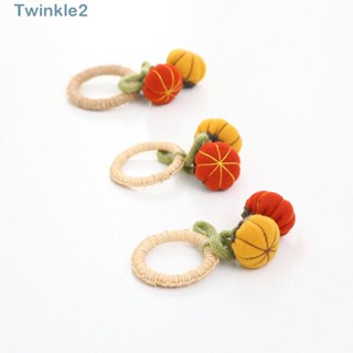 Twinkle 2 ชิ้น ที่ใส่ผ้าเช็ดปาก, ของตกแต่งโต๊ะ ฟางจําลอง ฟักทอง ผ้าเช็ดปาก แหวน, ฮาโลวีนทอ อาหาร หัวเข็มขัด ปาร์ตี้