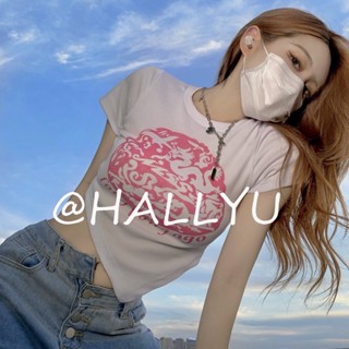 HALLYU เสื้อครอป เสื้อแฟชั่นผู้หญิง สีพื้น สําหรับผู้หญิง ใส่ไปคลับ ปาร์ตี้ 2023 NEW A29J0GZ 34Z230823