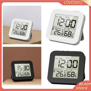 [Lovoski2] นาฬิกาอาบน้ําดิจิทัล หน้าจอ LCD ขนาดใหญ่ เครื่องวัดอุณหภูมิ ไฮโกรมิเตอร์ นาฬิกาแขวน สําหรับ