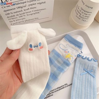 1 คู่ Sanrio ฤดูใบไม้ผลิและฤดูร้อนใหม่หวานญี่ปุ่นบางถุงเท้าสตรีสีฟ้า Lolita น่ารักอบเชยสุนัขถุงเท้า Linklink