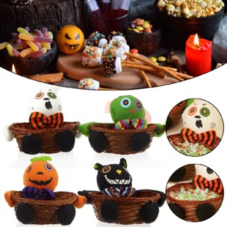 Halloween Ghosts Black Cat Zombie Basket Fruit Bowl Candy Dish Table Decoration