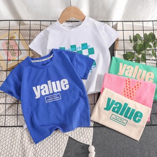 [ZY] พร้อมส่ง เสื้อยืดแขนสั้นลําลอง คอกลม ผ้าฝ้ายแท้ ระบายอากาศ ลายการ์ตูน ทรงหลวม สําหรับเด็ก 70-140 ซม.