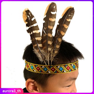 【จัดส่ง】 Headwear Feather ชาติพันธุ์คริสต์มาสเด็กอินเดียยอดนิยมหมวกพรหม Feather Crown