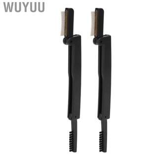 Wuyuu 2x Folding Eye Lash Brow Comb Portable Metal  Dual Sided Eyebrow Groom CHW