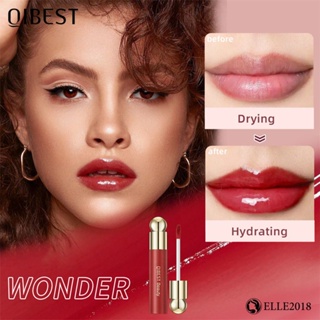 QIBEST Mirror Lip Glaze Long-Lasting Soft Shine Mirror ให้ความชุ่มชื้นและความชุ่มชื้น เบาบางจูบปาก แต่งหน้าติดทนนาน 【elle20181_th】