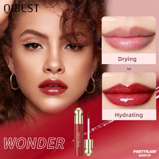 QIBEST Mirror Lip Glaze Long-Lasting Soft Shine Mirror ให้ความชุ่มชื้นและความชุ่มชื้น เบาบางจูบปาก แต่งหน้าติดทนนาน [prettylady]