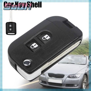 Suqi เคสกุญแจรีโมตรถยนต์ แบบพับได้ 2 ปุ่ม ทนทาน สําหรับ Nissan Qashqai Micra Navara Almera Note Primera Sunny