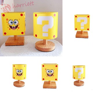 Harriett โคมไฟตั้งโต๊ะ ลาย Mario Bros Mario Question Mark SpongeBob Mario Night Light, Creatve Mario Bros Wood Cloth Super Mary Bedside