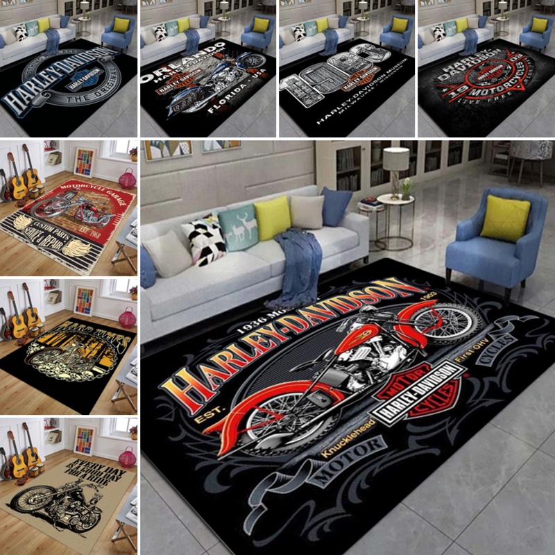 H Harley ป้ายพิมพ์ ย้อนยุค พรมรถจักรยานยนต์ ห้องนั่งเล่น ห้องนอน พรมตกแต่งห้องครัว ห้องน้ํา พรมปูพื้น