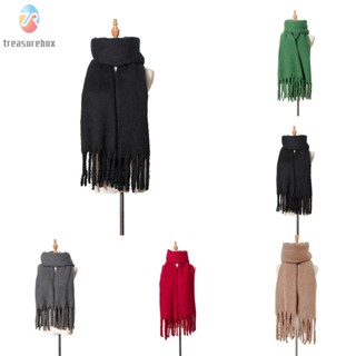 【TRSBX】Classic Faux Cashmere Scarf for Women Thick and Warm Shawl in Black/Gray/Camel