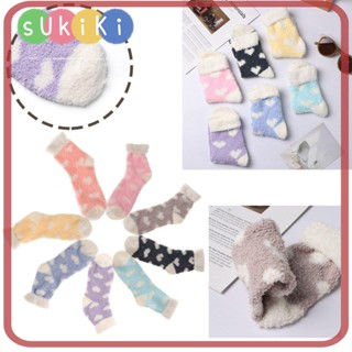 Sukiki ถุงเท้ากํามะหยี่ ปะการัง น่ารัก ฤดูหนาว อบอุ่น นุ่ม หนา ตุ๊กตา Sox