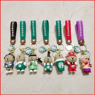 Yb1 Starbucks พวงกุญแจ จี้ตุ๊กตาหมี PVC น่ารัก สําหรับห้อยกระเป๋า รถยนต์ BY1